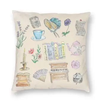  Cool Jane Austen Иллюстрации Квадратный чехол для подушки Домашний декоративный 3D двухсторонний чехол для подушки для автомобиля