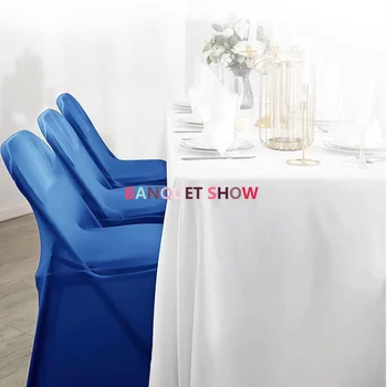  Королевский синий цвет Складной чехол для стула из лайкры и спандекса для свадебного банкета, мероприятия Эластичные чехлы для стульев Deocration