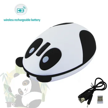 Симпатичная перезаряжаемая беспроводная мышь Эргономичная мультяшная панда Проводная Mause Оптические 3D USB мыши для ноутбука ПК Компьютер Ребенок Подарок