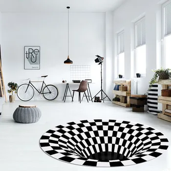 Современный Alfombra Черно-белый Stereo Vision 3D-печать Ковры для гостиной, спальни, коврики, кухонный коврик, коврик для дома, иллюзия, ковер
