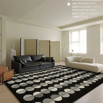 Темный ковер для гостиной Черный геометрический дизайн Современный коврик для спальни Пушистая комната Alfombra Нестандартный размер Негабаритный ковер Tapis ковер 러그 Коврики