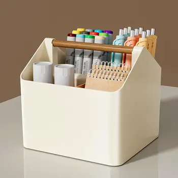 Ящик для хранения с 4 отделениями Многофункциональный настольный ящик для хранения Организуйте макияж Офисные канцелярские принадлежности для дома для рабочего стола